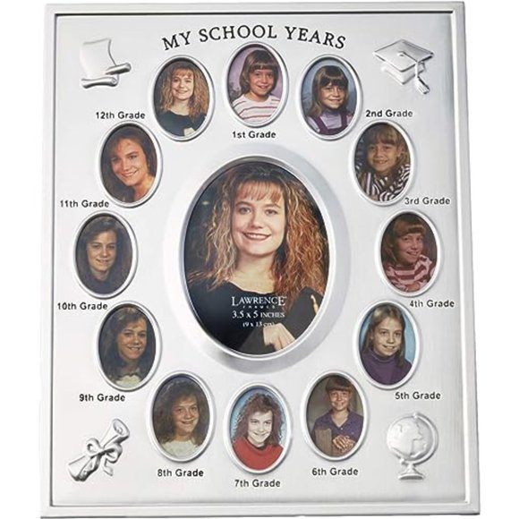 Lawrence Frames - "My School Years" Silver Plated 8x10 Multi Picture Frame, New - Picture 1 of 6